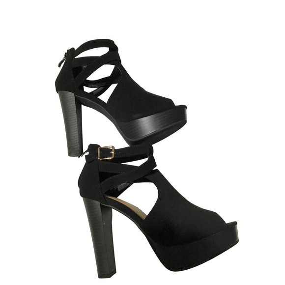 TOP Moda Shoes - Top Moda 7.5 Solid Black Womens Stiletto Platform High Heel Sandal